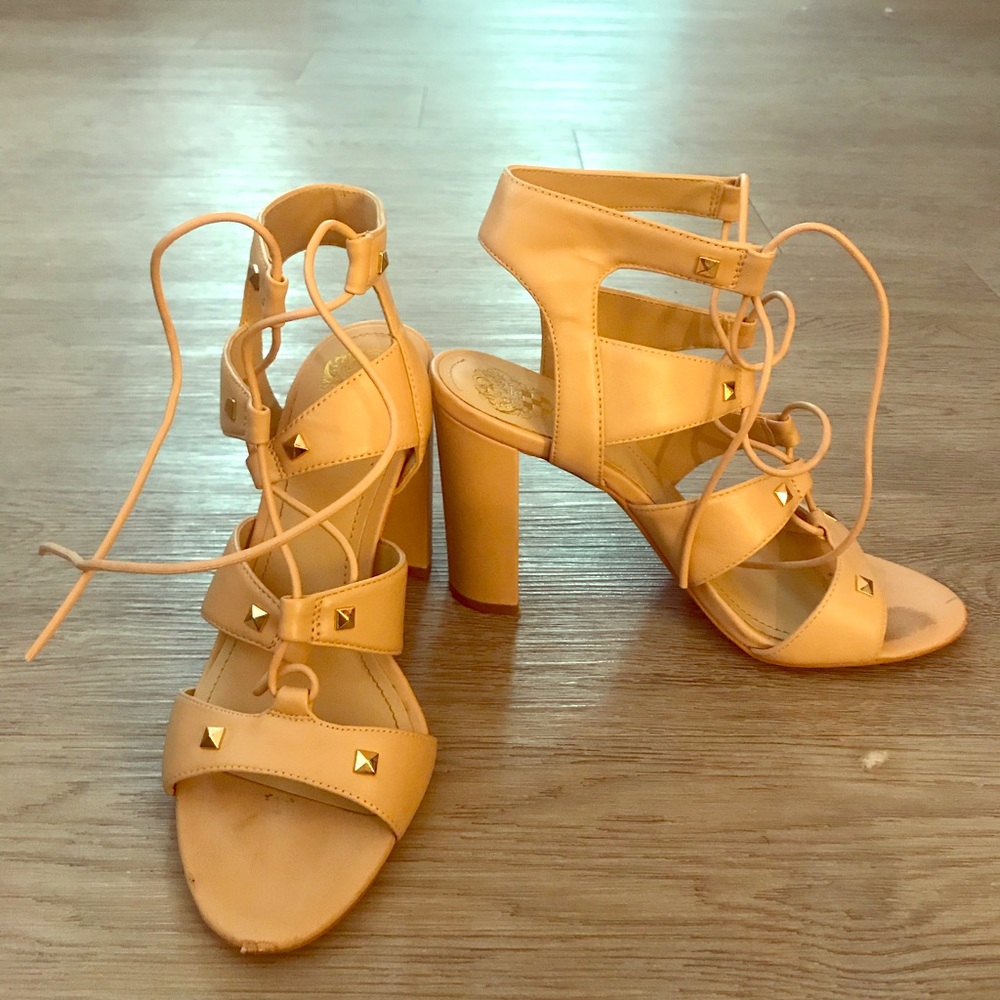 Vince Camuto Lace Up Heels- Blush